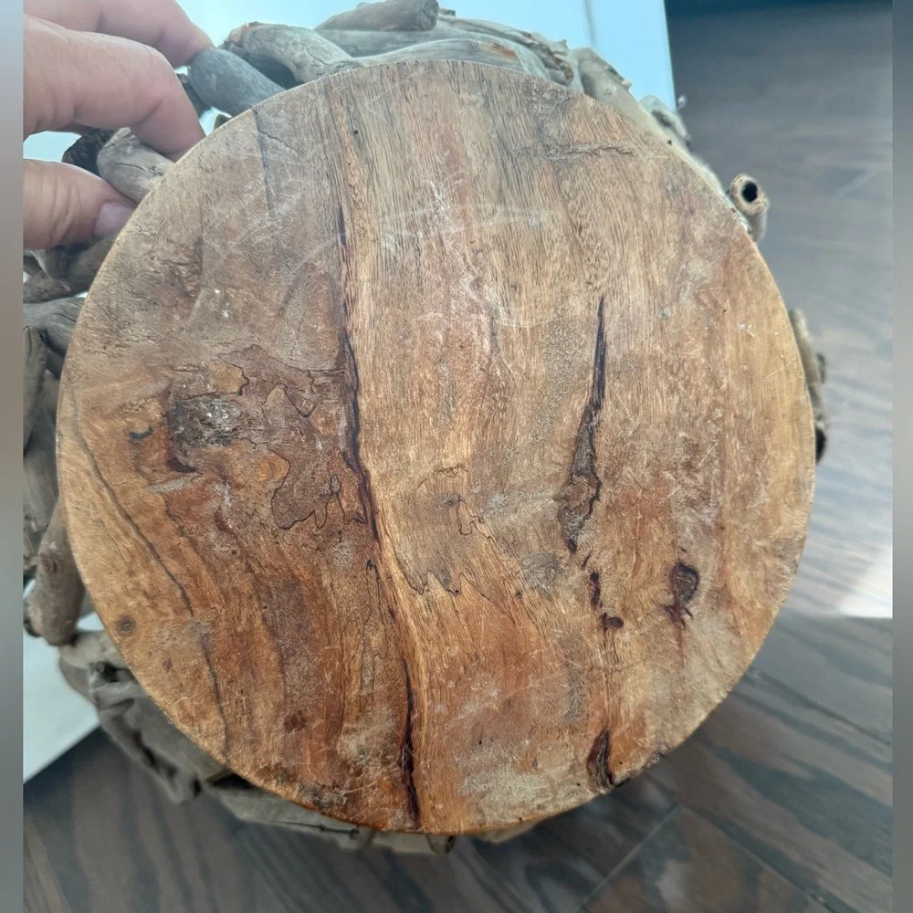 Driftwood Lantern Round Rustic Candle Coastal Design